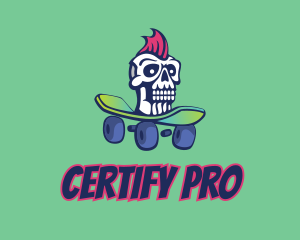 Mohawk Skull Skateboard  logo design