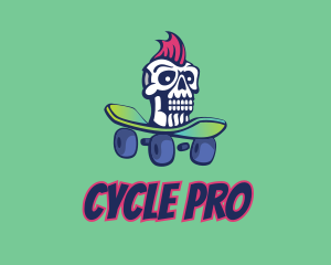 Mohawk Skull Skateboard  logo design