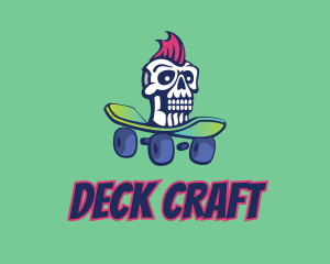 Deck - Mohawk Skull Skateboard logo design