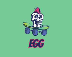 Rockstar - Mohawk Skull Skateboard logo design