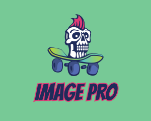 Mohawk Skull Skateboard  logo design