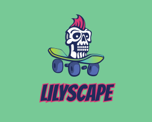 Skate Shop - Mohawk Skull Skateboard logo design