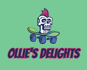 Ollie - Mohawk Skull Skateboard logo design