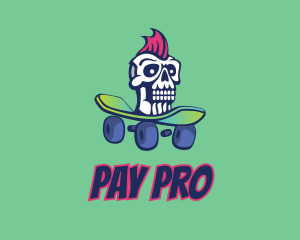 Mohawk Skull Skateboard  logo design