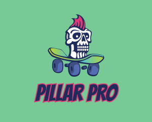 Mohawk Skull Skateboard  logo design