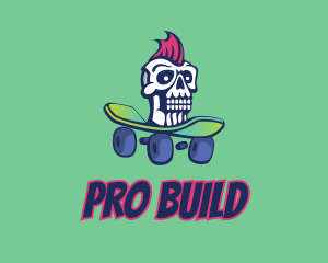 Mohawk Skull Skateboard  logo design