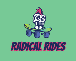 Skateboarder - Mohawk Skull Skateboard logo design