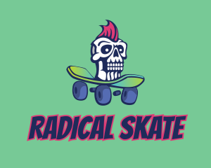 Mohawk Skull Skateboard  logo design