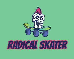 Mohawk Skull Skateboard  logo design