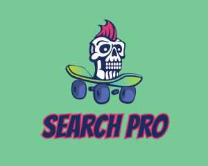 Mohawk Skull Skateboard  logo design