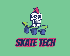 Kickflip - Mohawk Skull Skateboard logo design