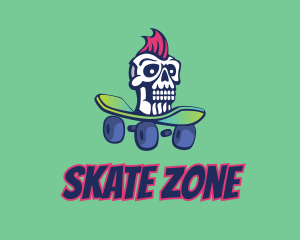 Mohawk Skull Skateboard  logo design