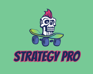 Mohawk Skull Skateboard  logo design