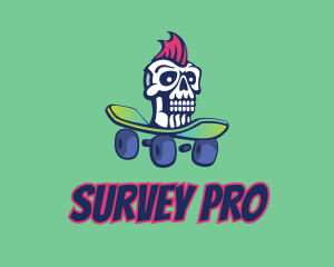 Mohawk Skull Skateboard  logo design