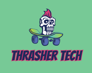 Thrasher - Mohawk Skull Skateboard logo design