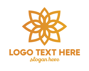 Gold Flower - Golden Lotus Flower logo design