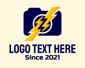 Photo Studio - Lightning Bolt Camera logo design