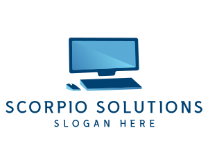 Computer Monitor Keyboard Mouse logo design