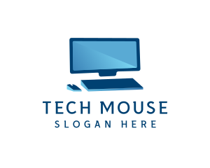 Computer Monitor Keyboard Mouse logo design