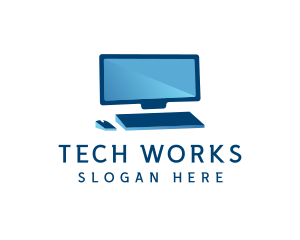 Desktop - Computer Monitor Keyboard Mouse logo design