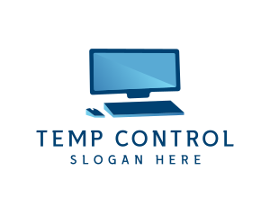 Computer Monitor Keyboard Mouse logo design