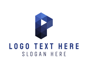 Text - Blue Crystal Letter P logo design