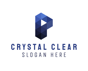 Crystal - Blue Crystal Letter P logo design