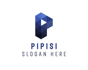 Blue Crystal Letter P logo design