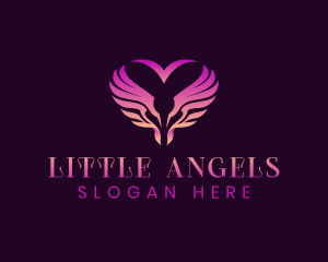 Heart Angel Wings logo design