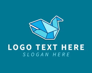 Geometric - Paper Blue Bird Origami logo design