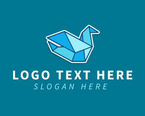 Swan - Paper Blue Bird Origami logo design