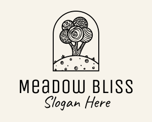 Meadow - Doodle Hilltop Tree logo design