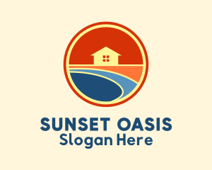 Beach House Sunset logo design