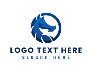 Dragon - Blue Gaming Dragon Emblem logo design