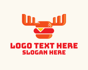 Elk - Orange Moose Burger logo design