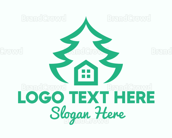 Green Pine Tree House Logo