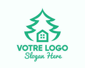 Green Pine Tree House Logo