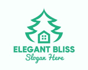 Christmas - Green Pine Tree House logo design