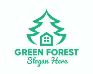 Green Pine Tree House logo design