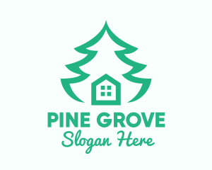 Green Pine Tree House logo design