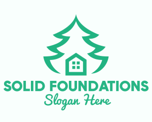 Christmas - Green Pine Tree House logo design