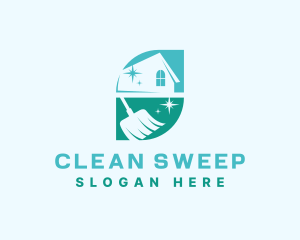 House Broom Cleaning Maintenance logo design