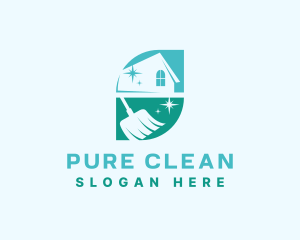 House Broom Cleaning Maintenance logo design