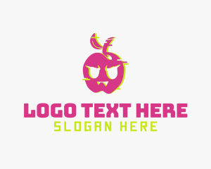 Pink - Glitch Vampire Apple logo design