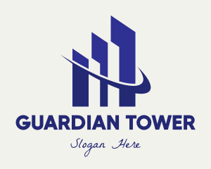 Blue Skyscraper Buildings logo design