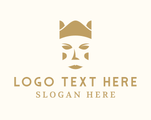 Heraldry - Gold Queen Face logo design