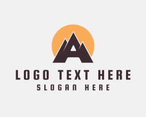 Traveler - Letter A Mountain logo design