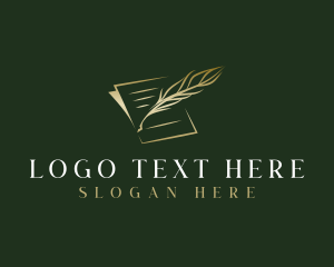 Quill - Writing Feather Document logo design