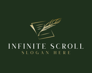 Scroll - Writing Feather Document logo design