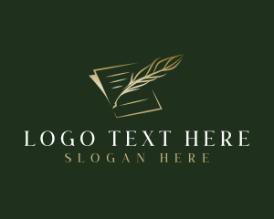 Scroll - Writing Feather Document logo design